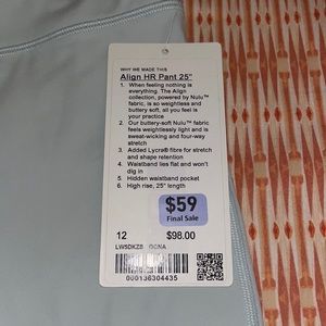 Lululemon “Align HR Pant 25"” in color OCNA
